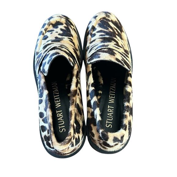 Stuart Weitzman Palmer Bold Penny Loafer Calf Hair Leopard Print NEW Size 7.5 - Picture 8 of 13